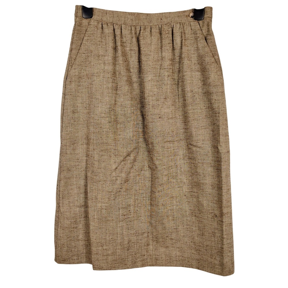 Act III Womens SZ 12 Midi Skirt Brown Textured Union Made Dark Academia Vintage
